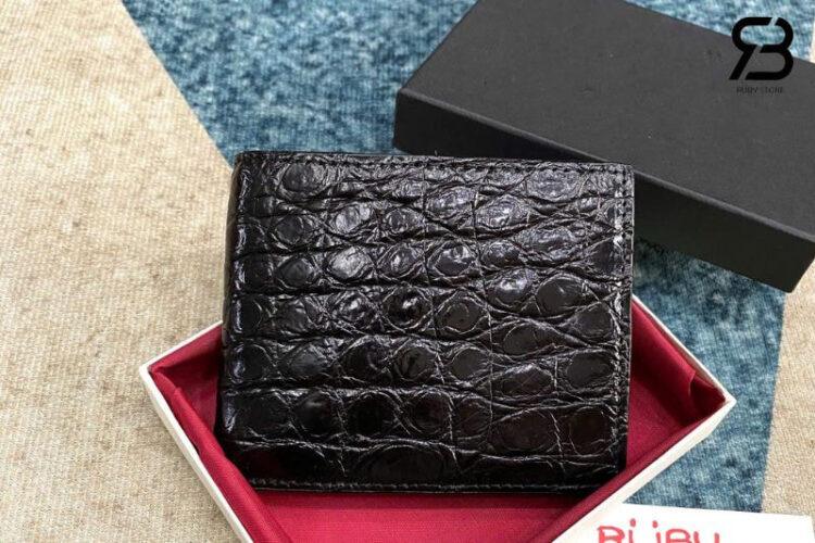 Ví RUBY Da Cá Sấu Bụng Màu Đen Xanh