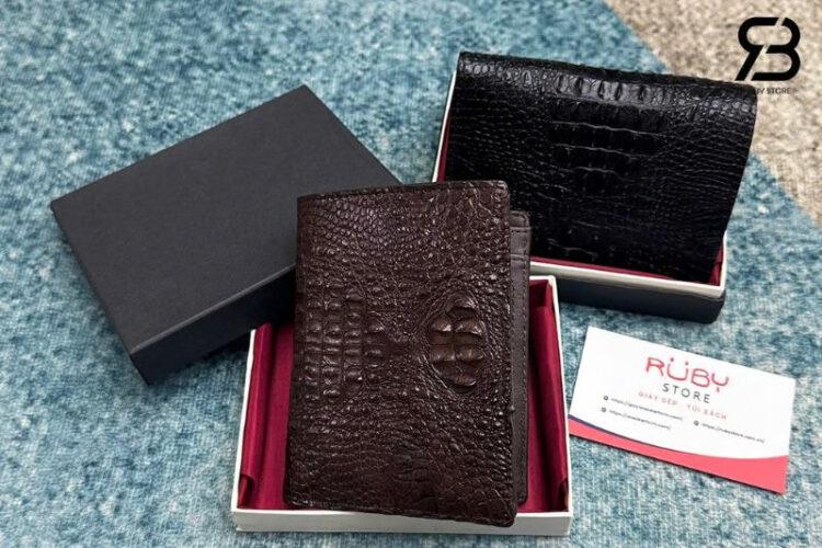 Ví RUBY Da Cá Sấu Lưng Nguyên Con Nâu Đậm