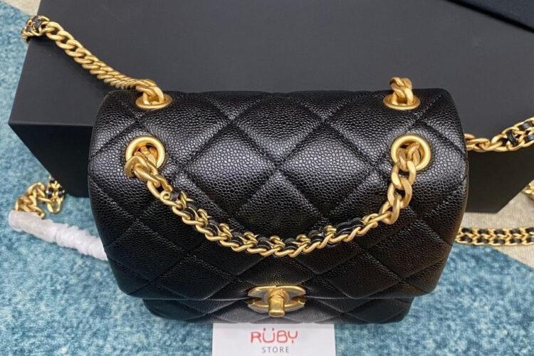 Ba Lô CN 22 Melody Backpack Black Caviar GHW 20CM Đen Da Nhập