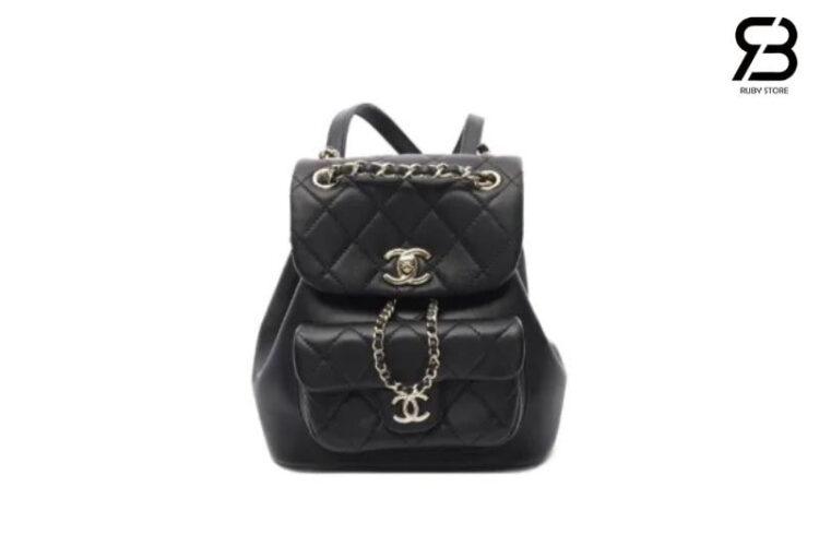 Ba Lô CN Duma Mini Backpack Black Lambskin GHW Đen Khóa Vàng