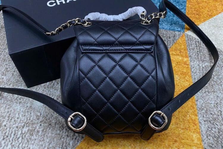 Ba Lô CN Duma Mini Backpack Black Lambskin GHW Đen Khóa Vàng