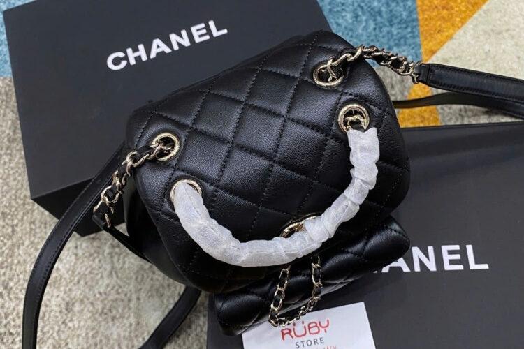 Ba Lô CN Duma Mini Backpack Black Lambskin GHW Đen Khóa Vàng
