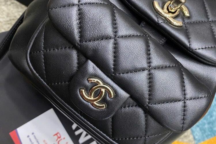 Ba Lô CN Duma Mini Backpack Black Lambskin GHW Đen Khóa Vàng