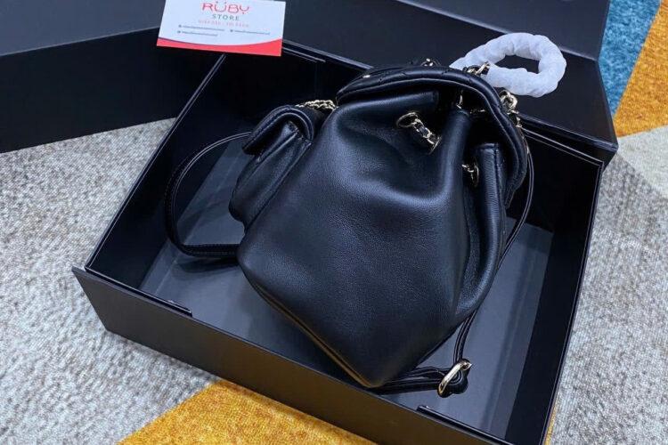 Ba Lô CN Duma Mini Backpack Black Lambskin GHW Đen Khóa Vàng
