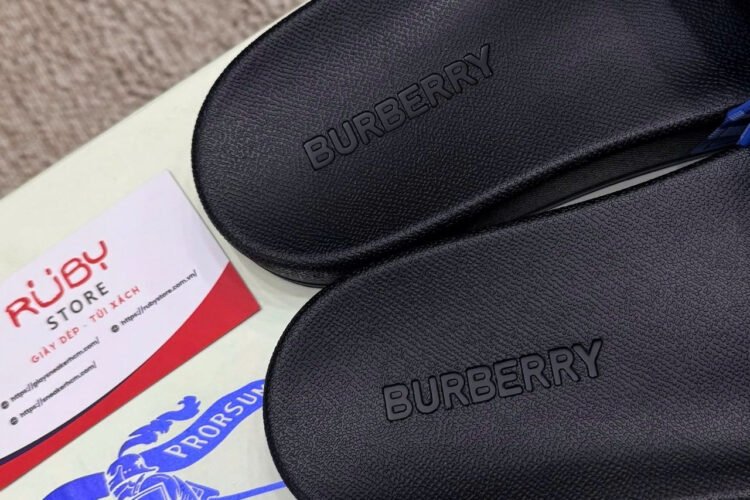 Dép Burberry Check Slides Hyacinth Xanh Dương