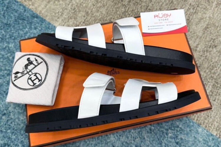 Dép Hermes Chypre Sandal Blanc White Calfskin Màu Trắng