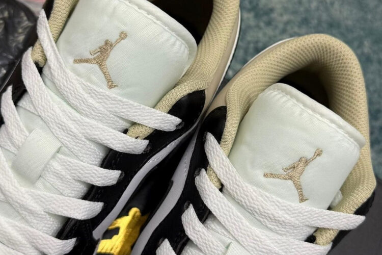 Giày Air Jordan 1 Low Black Toe Rattan Kem Trắng đen