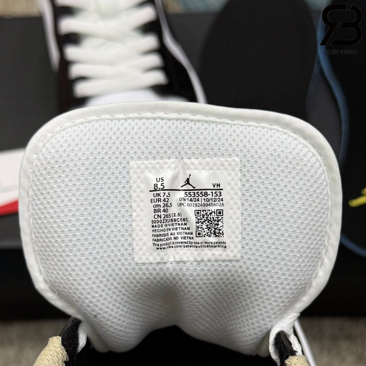 Giày Air Jordan 1 Low Black Toe Rattan Kem Trắng đen