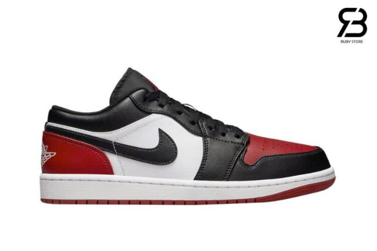 Giày Air Jordan 1 Low Bred Toe 2.0 Trắng Đỏ Đen