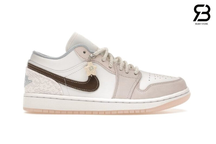 Giày Air Jordan 1 Low Coral Màu Trắng Kem