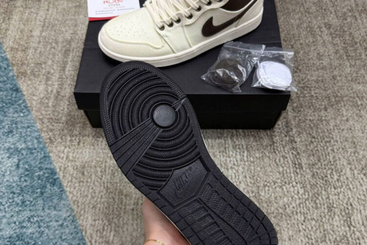 Giày Air Jordan 1 Low Premium Pale Ivory Baroque Brown Kem Nâu