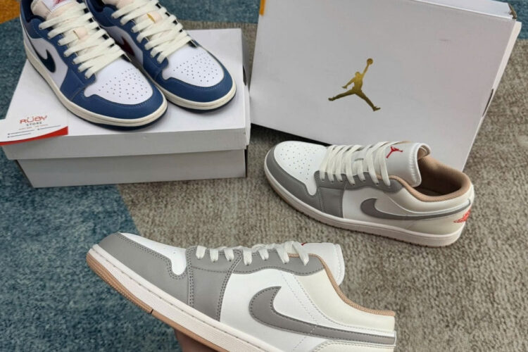 Giày Air Jordan 1 Low Red College Grey Xám Trắng