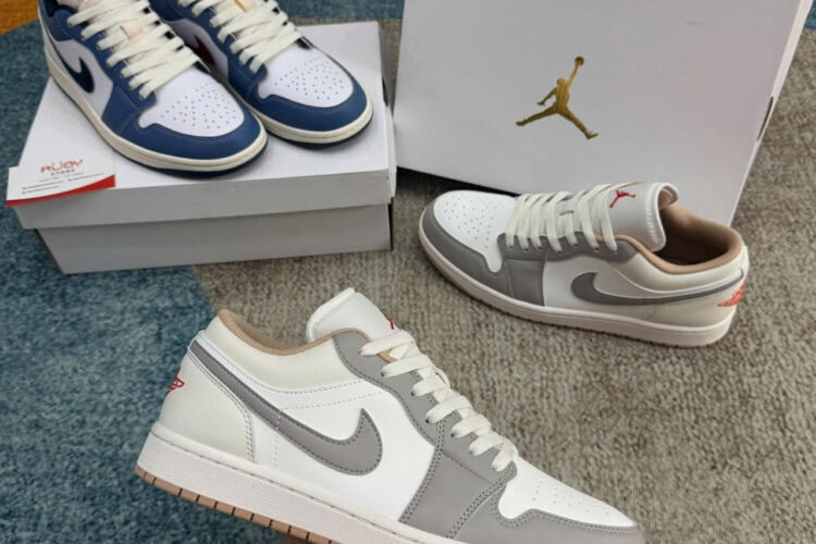 Giày Air Jordan 1 Low Red College Grey Xám Trắng