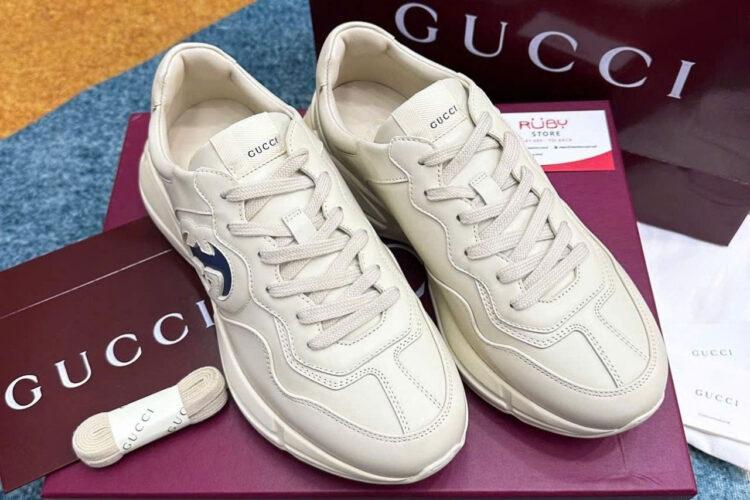 Giày Gucci Rhyton Interlocking G White Blue trắng xanh