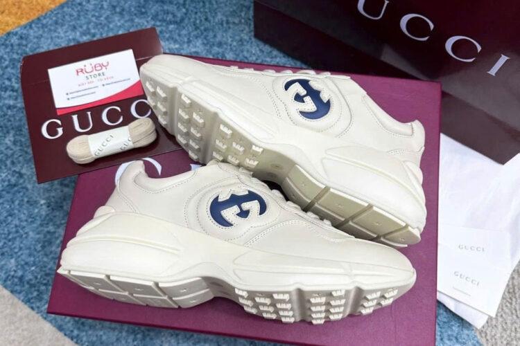 Giày Gucci Rhyton Interlocking G White Blue trắng xanh