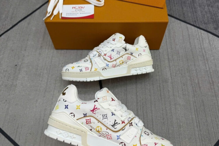 Giày LV X TM Murakimi Trainer White Multicolor Monogram