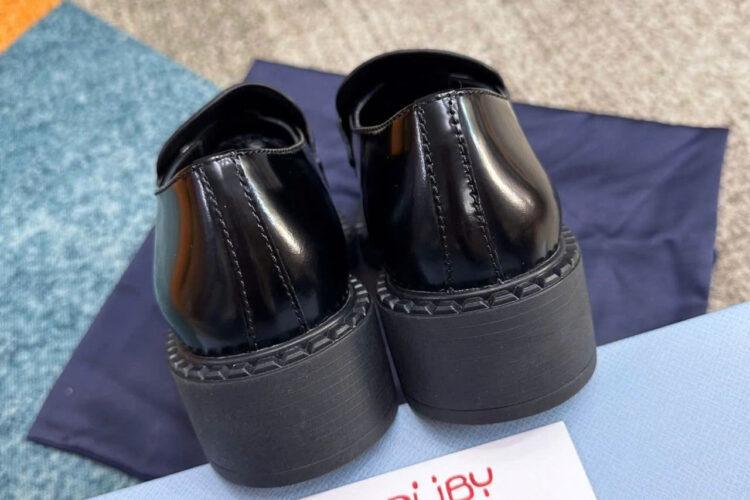 Giày Prada Chocolate Brushed Leather Loafers Black Màu đen