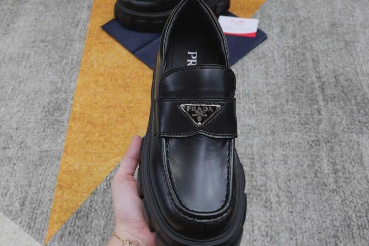 Giày Prada Monolith Brushed Leather Loafer (For Women)