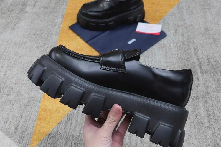 Giày Prada Monolith Brushed Leather Loafer (For Women)