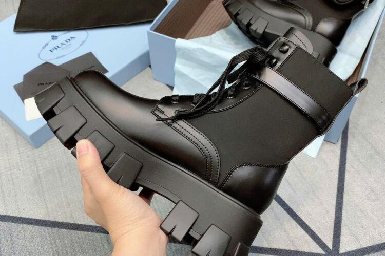 Giày Prada Monolith Brushed Rois Leather And Nylon Boots