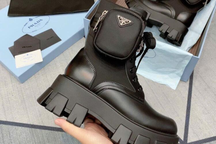 Giày Prada Monolith Brushed Rois Leather And Nylon Boots