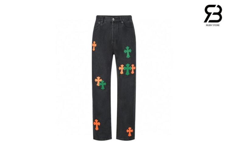 Qu§n Jean Chrome Hearts Black Orange Green Jeans đen