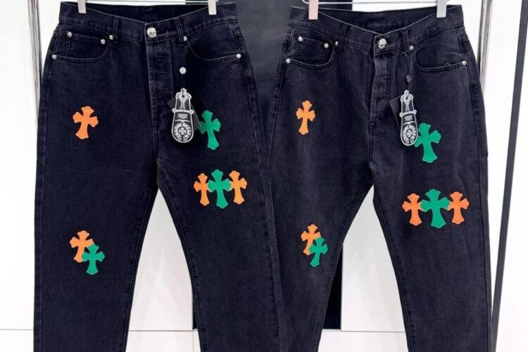 Qu§n Jean Chrome Hearts Black Orange Green Jeans đen