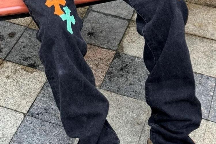 Qu§n Jean Chrome Hearts Black Orange Green Jeans đen