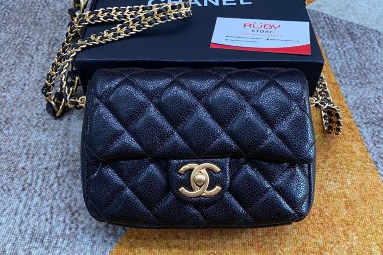 Túi CN Mini 7 Flap Bag With Coin Black Caviar GHW Đen Khóa Vàng