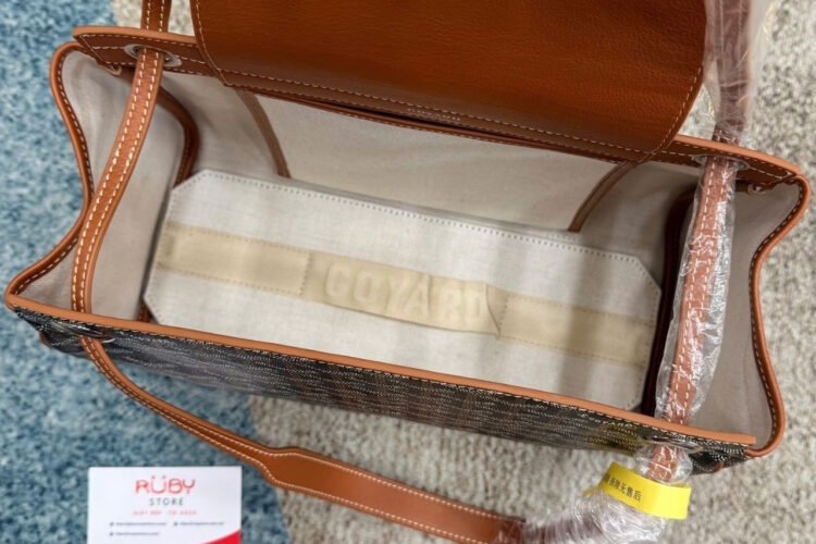 Túi Goyard Rouette Souple Black Goyardine Tan Calfskin PM Bag Size 31CM