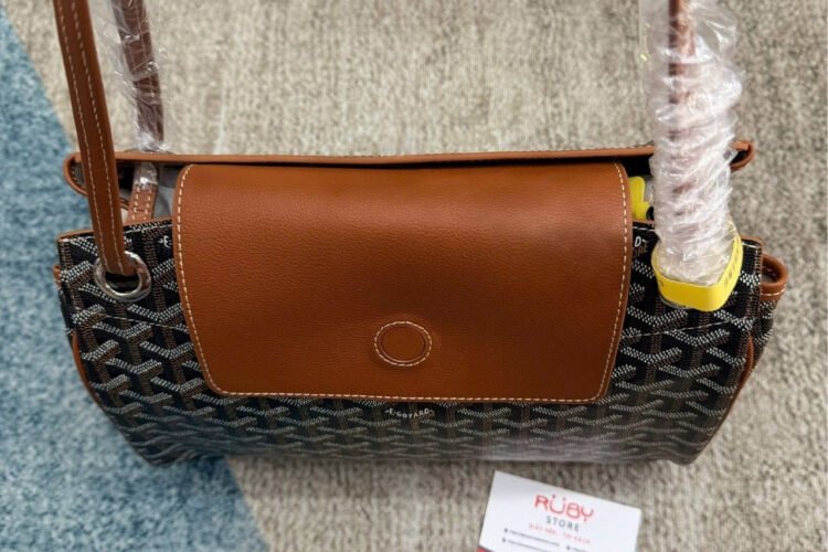Túi Goyard Rouette Souple Black Goyardine Tan Calfskin PM Bag Size 31CM