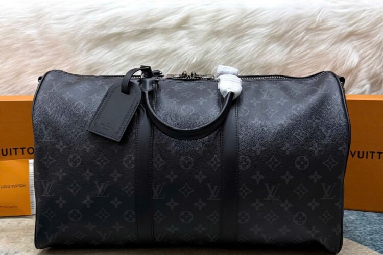 Túi LV Keepall Bandoulière 45 Monogram Eclipse Màu Xám
