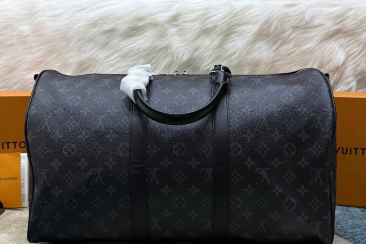 Túi LV Keepall Bandoulière 45 Monogram Eclipse Màu Xám
