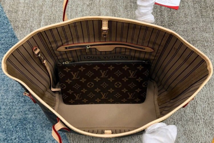 Túi LV Neverfull MM Monogram Beige M46975 Nâu Lót Be