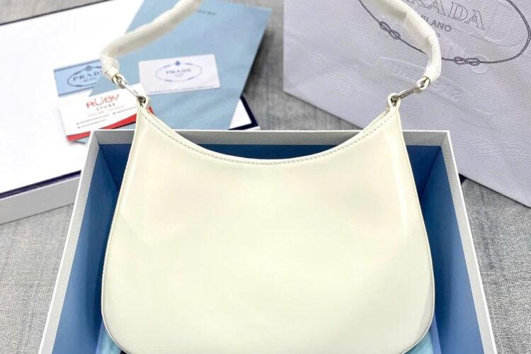 Túi Prada Cleo Brushed Leather Shoulder Bag White Màu Trắng