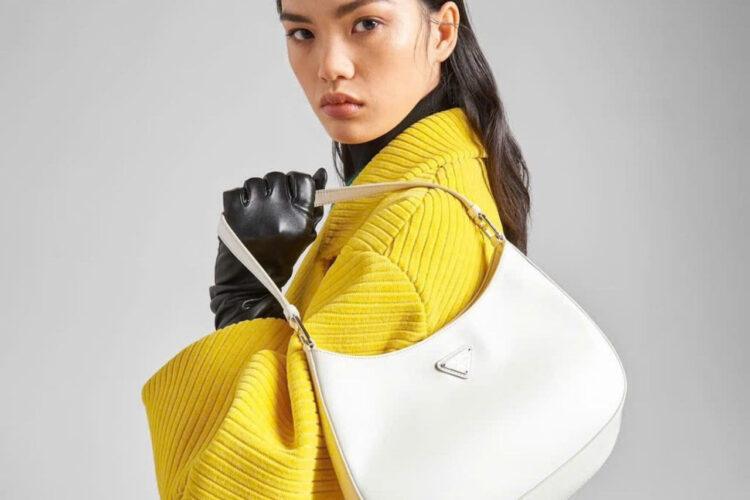 Túi Prada Cleo Brushed Leather Shoulder Bag White Màu Trắng