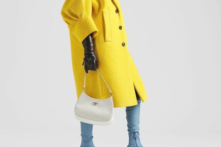 Túi Prada Cleo Brushed Leather Shoulder Bag White Màu Trắng