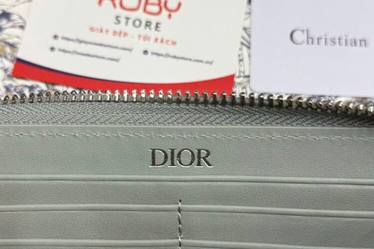 Ví Dior Zipped Long Wallet Gray Diamond Canvas Màu Xám