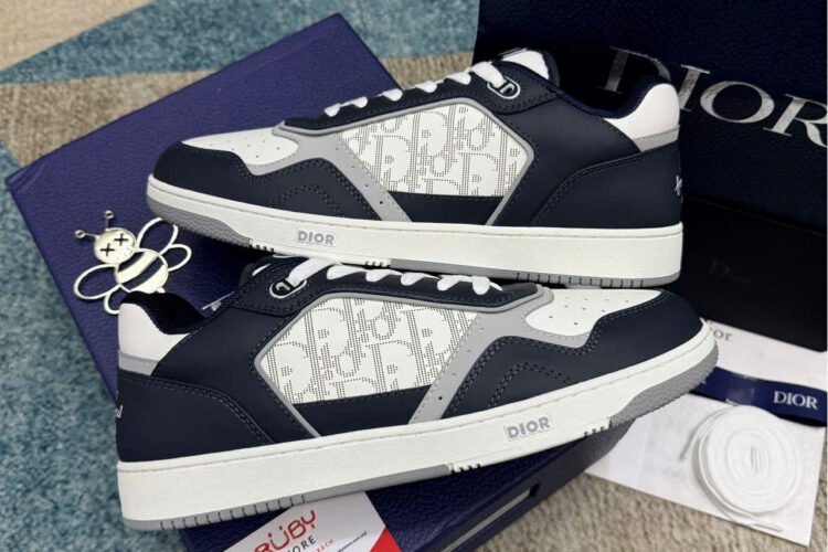 Giày Dior B27 x Hylton Nel Oblique Galaxy Navy Blue Xanh Trắng
