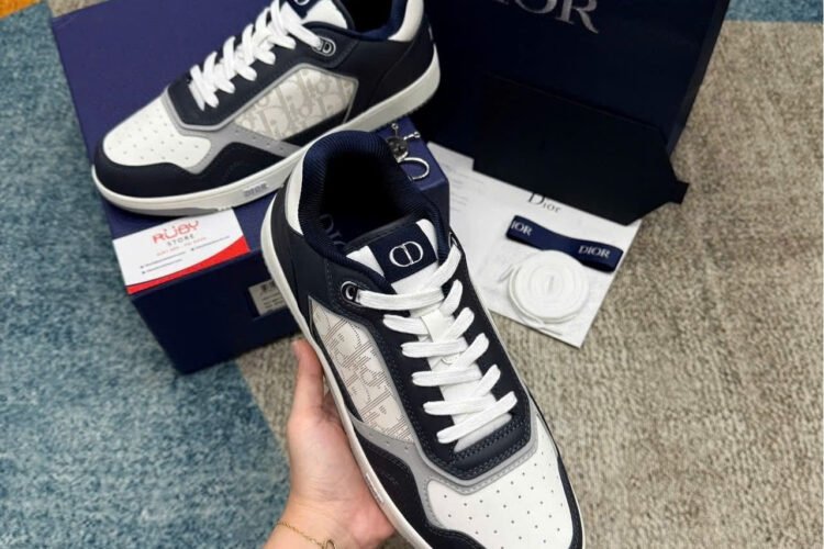 Giày Dior B27 x Hylton Nel Oblique Galaxy Navy Blue Xanh Trắng