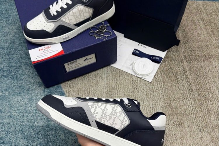 Giày Dior B27 x Hylton Nel Oblique Galaxy Navy Blue Xanh Trắng