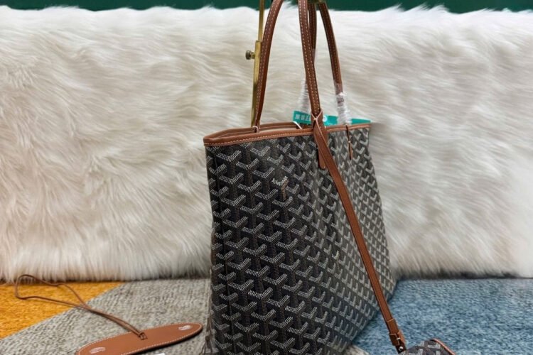 Túi Goyard Saint Louis PM Tote Black Tan Bag Canvas Màu đen Nâu
