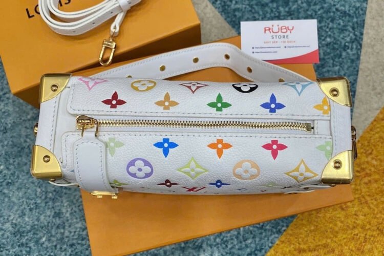 Túi LV x TM Side Trunk MM M14046 Multicolor White Leather Trắng