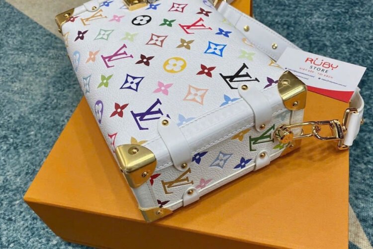 Túi LV x TM Side Trunk MM M14046 Multicolor White Leather Trắng
