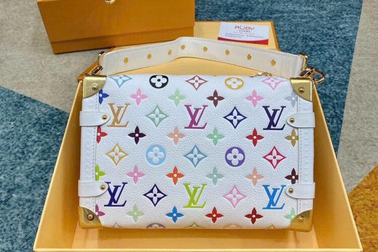 Túi LV x TM Side Trunk MM M14046 Multicolor White Leather Trắng
