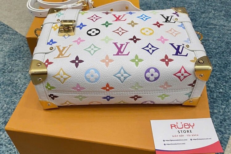Túi LV x TM Side Trunk MM M14046 Multicolor White Leather Trắng