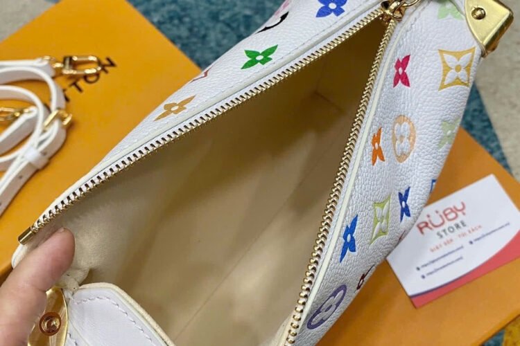Túi LV x TM Side Trunk MM M14046 Multicolor White Leather Trắng