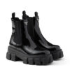 Giày Chelsea Boots Prada Monolith Brushed Black Leather Màu Đen Bóng Best Quality