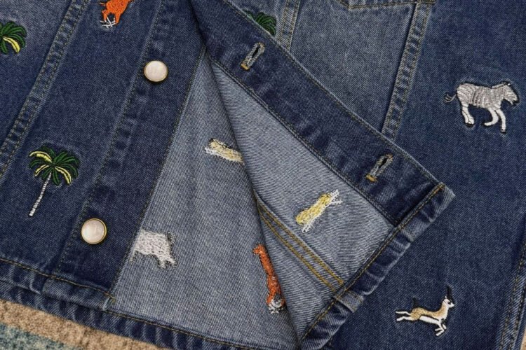 Áo Khoác LV Animal Embroidered Denim Jacket Họa tiết động vật