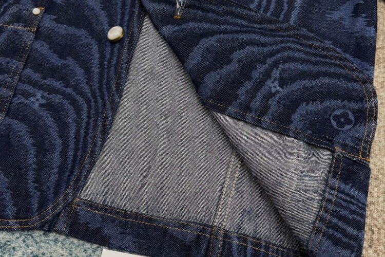 Áo Khoác LV Chic Collarless Denim Jacket Màu Xanh Dương